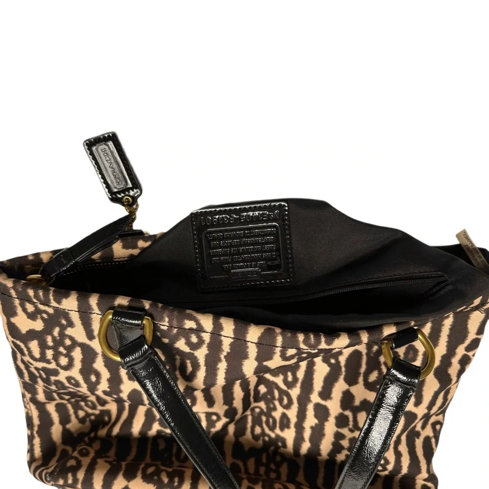 COACH EUC Nylon “Ocelot” Print Shoulder Bag Tote #E1405-F31901 - Picture 7 of 9